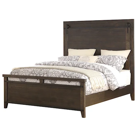 Queen Panel Bed with Barn Door Hardware & USB Ports